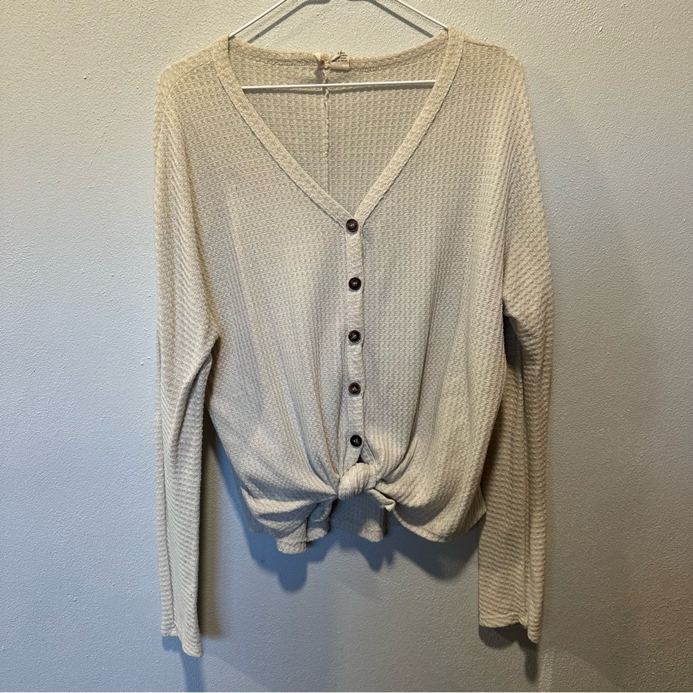 Sparrow Cream Button-Down Knit Shirt